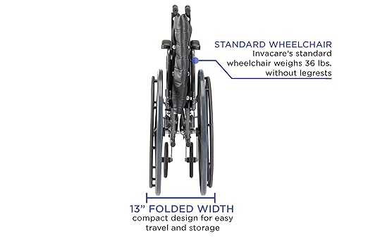 Invacare Series Tracer EX2 Standard Folding Wheelchair for Adults with 18" Seat Width and Footrests & Full Arms