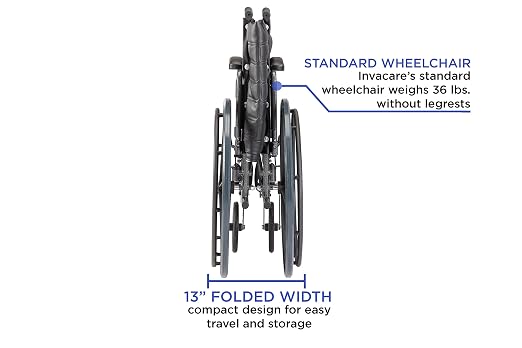 Invacare Tracer EX2 Wheelchair for Adults | Standard Folding | 18 Inch Seat | Footrests & Full Arms