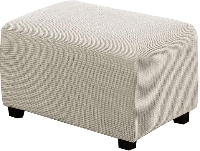 H.VERSAILTEX Ottoman Cover Slipcover Rectangle Fit Length 33'-38' Footrest Sofa Slipcovers Stool Cover Footstool Protector Covers Feature Stretch Soft Jacquard Fabric Removable Washable - Island Fossi
