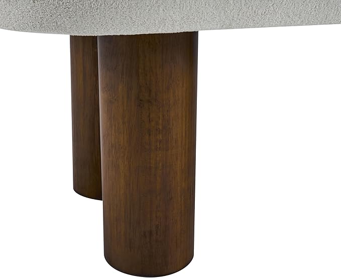 Merax 51.5" Indoor Fabric Dining Bench with Walnut-Finished Rubberwood Legs – Upholstered Seating Bench for Kitchen, Dining Room or Living Space, Supports Up to 250 lbs,Beige
