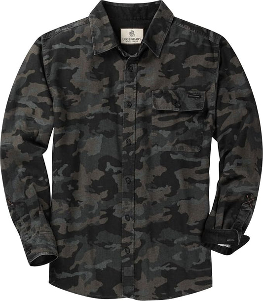 Legendary Whitetails Mens Long Sleeve Button Down 100% Cotton Flannel Shirt