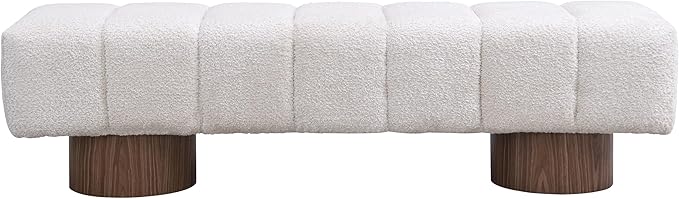 Christopher Knight Home Manila 64" Boucle Dining Bench, Upholstered Ottoman Bench, Rectangular Dining Seat, Spacious Seating, Long Footstool for Living Room Dining Room, No Assembly Needed, Beige