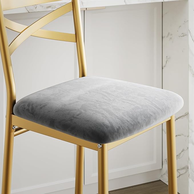 IDEALHOUSE 26" Counter Height Bar Stools Set of 4, Upholstered Bar Chairs with Back, Thick Cushion, Modern Counter Height Barstools for Kitchen Island, Apartment Counter, Dining Room Bar (4)