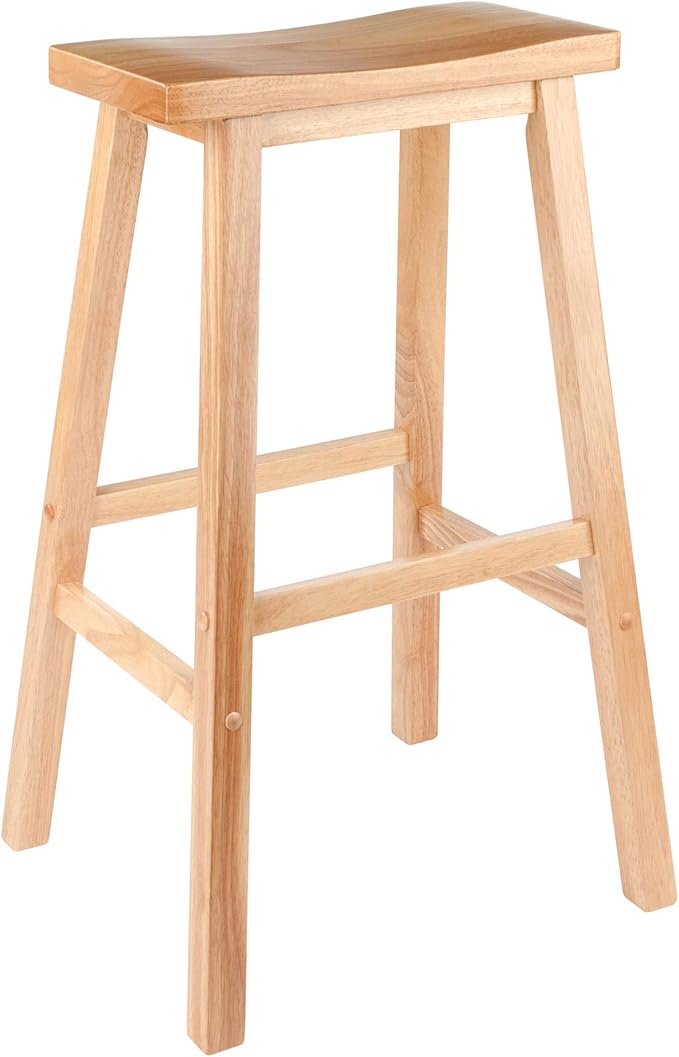 Winsome Satori Saddle Seat Counter Stool, 29" in Natural, Classic Backless Bar Chairs for Kitchen & Dining Room Seating, Timeless Essential Furniture for Home, Dorm, Apartments