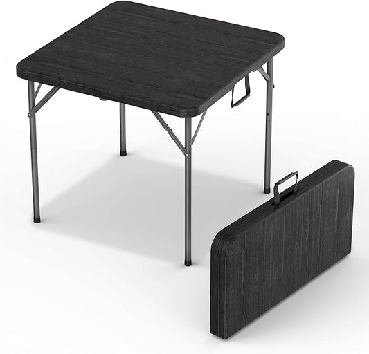 Our Modern Space 34" Square Foldable Table with Built in Handle & Steel Legs | Heavy Duty Portable | Perfect for Party, Dining, Wedding, Events, Picnic Indoor, Outdoor, Camping, Utility, Temporary