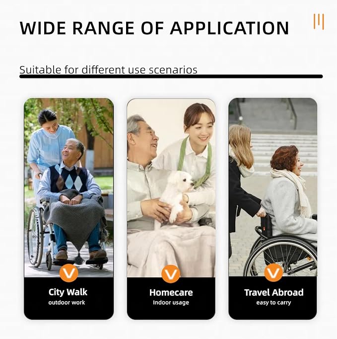 Lightweight Aluminum Alloy Transport Wheelchair for Adults - 20" Wide Seat with Front/Rear Locking Brakes, 24" Quick-Release Wheels, Foldable Design, 350 lbs Capacity (Grey)