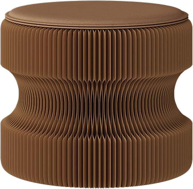 Folding Stool, 660lb Load Capacity Foldable Paper Stool - 11.8 Inch Modern Minimalist Stool for Living Room, Eco-Friendly Kraft Paper Honeycomb Design, Folds Flat to 1.2 Inch (brown A, 11.8in)