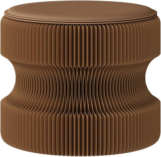 Folding Stool, 660lb Load Capacity Foldable Paper Stool - 11.8 Inch Modern Minimalist Stool for Living Room, Eco-Friendly Kraft Paper Honeycomb Design, Folds Flat to 1.2 Inch (brown A, 11.8in)