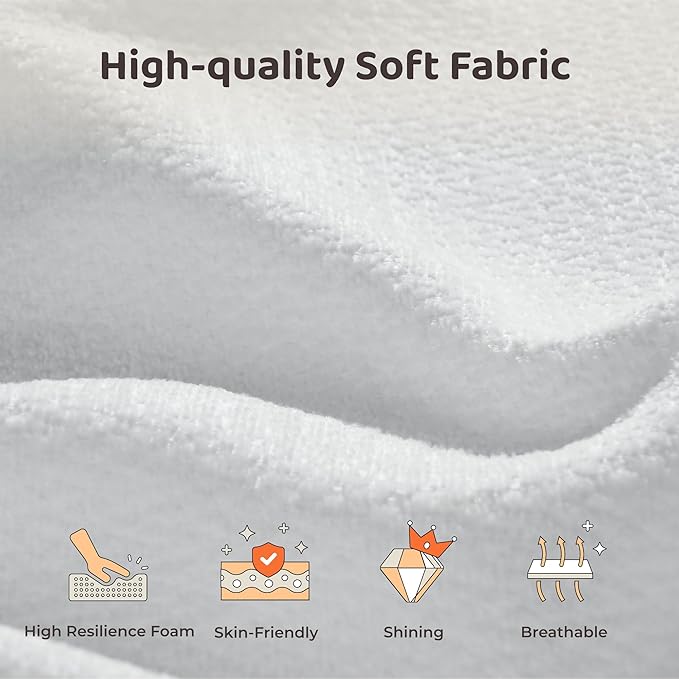 RECCI AirFrame King Size Bed Frame with Headboard, Cloud Upholstered Platform Bed Frame, 5 Inch Foam Cushioned, No Box Spring, Easy Assembly(Snow White)