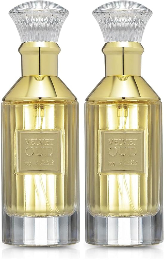 Lattafa Velvet Oud ユニセックス オードパルファム スプレー、3.4オンス (2個パック)
