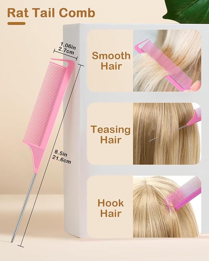 1004Pcs Slick Back Styling Kit for Girls & Women - Hair Wax Stick, Rat Tail Comb, 2 Topsy Tail Tools & 1000 Elastic Hairs Bands (500 Clear & 500 Colorful) - Frizz Control & Hair Accessories Set