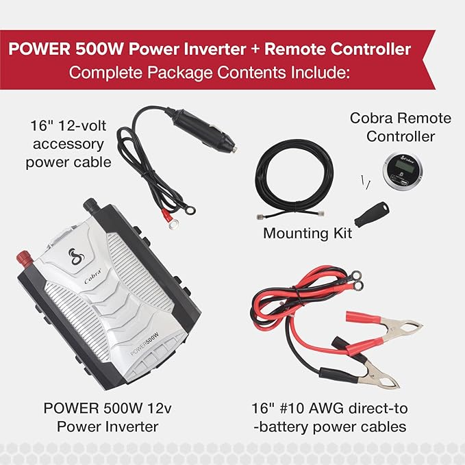 Cobra CPIALCDG1 Remote Controller and Cobra POWER 500W Power Inverter Bundle