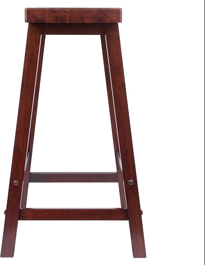 Winsome Satori Saddle Seat Counter Stool, 24" in Walnut, Classic Backless Bar Chairs for Kitchen & Dining Room Seating, Timeless Essential Furniture for Home, Dorm, Apartments