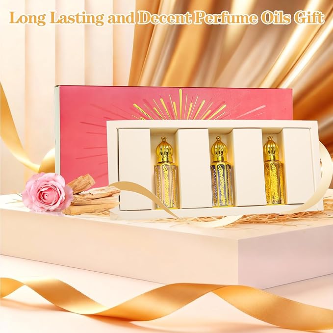 3 Pack Arabic Perfume for Women, Arab Arabic Perfume Oil Roll On Floral & Sandalwood Eau de Parfum, Enhanced Unique Scents, 0.4 fl. oz