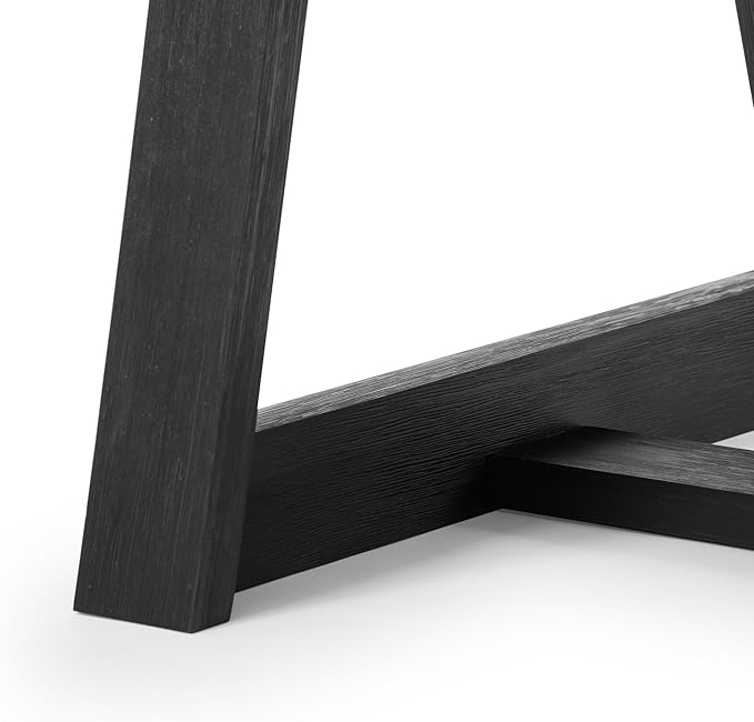 Plank+Beam 48 Inch Farmhouse Dining Table, Rustic Solid Wood Kitchen Table, Dinner Table for Dining Room, Home Office Furniture, Black Wirebrush