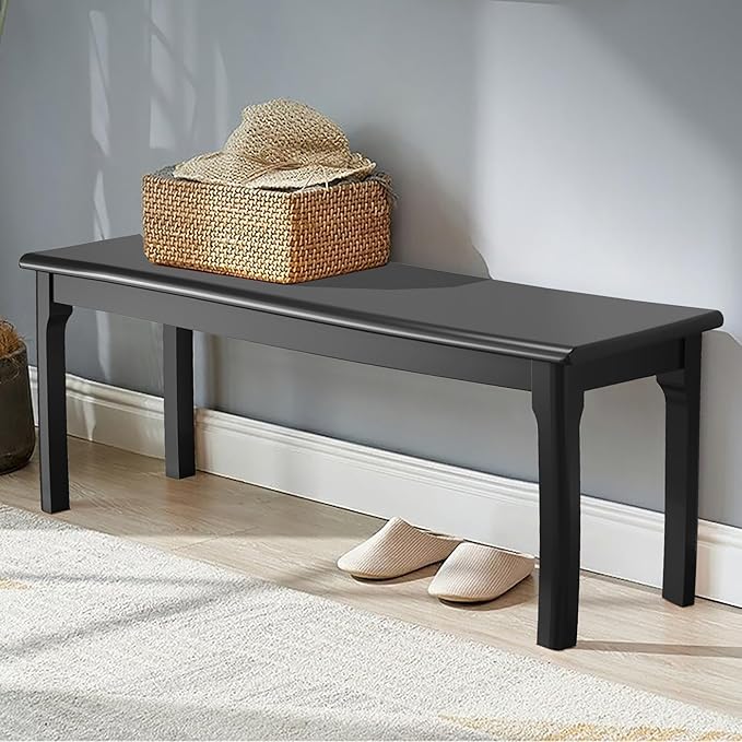 Dining Bench＆Bed End＆Wood＆Entryway Bench Bedroom Seat for Bedroom Living Room Kitchen(Black)