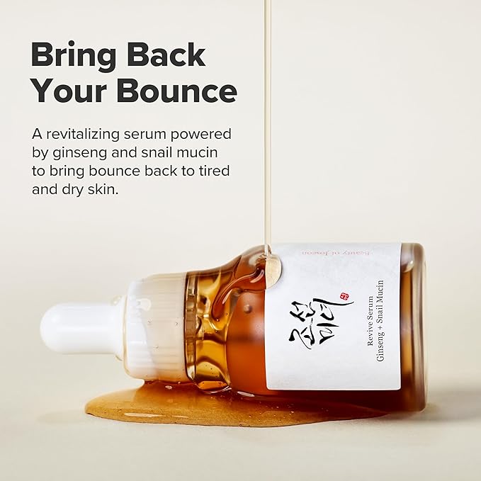 Beauty of Joseon Revive Snail Mucin Ginseng Serum Hydrating Peptide Facial Moisturizer Dark Spot Acne Scar Remover for Sensitive Face. Korean Skin Care for Men and Women, 30ml, 1fl. Oz