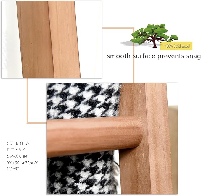 FUIN 6ft Wooden Natural Blanket Ladder Living Room Decorative Wall Leaning Farmhouse Quilt Display Holder Rustic Wood Towel Rack for Bathroom