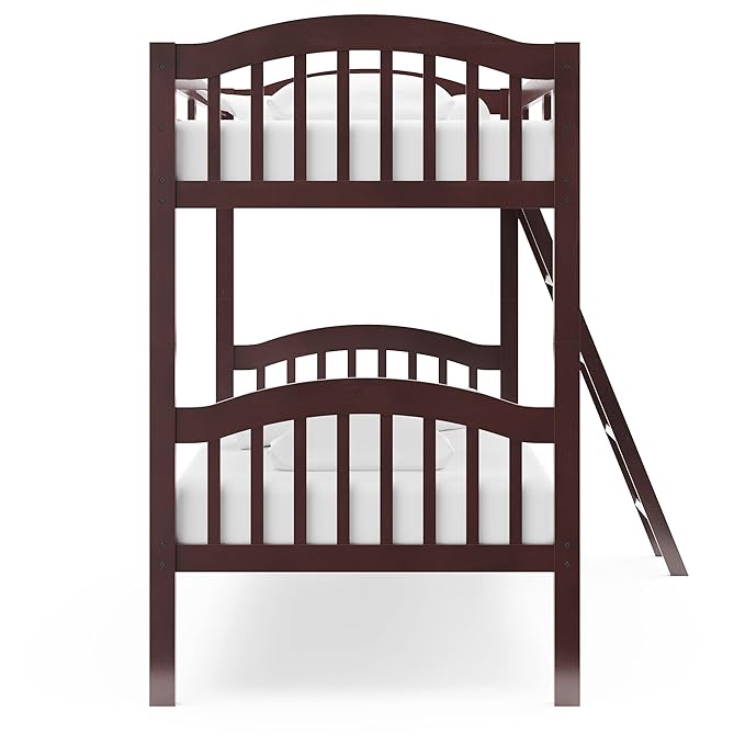 Storkcraft Long Horn Twin-Over-Twin Bunk Bed (Espresso) - GREENGUARD Gold Certified, Converts to Two Twin Beds, Wood Bunk Bed for Kids Bedroom