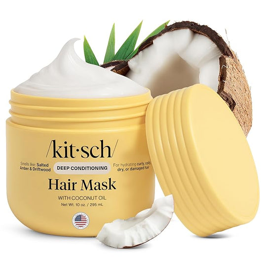 Kitsch ディープコンディショニングヘアマスク – ココナッツオイル配合 傷んだ髪用保湿ヘアマスク – 縮れ毛、コイル状毛、あらゆる髪質に対応する、潤いを与え強化し、広がりを抑えるヘアケアトリートメント – 283g