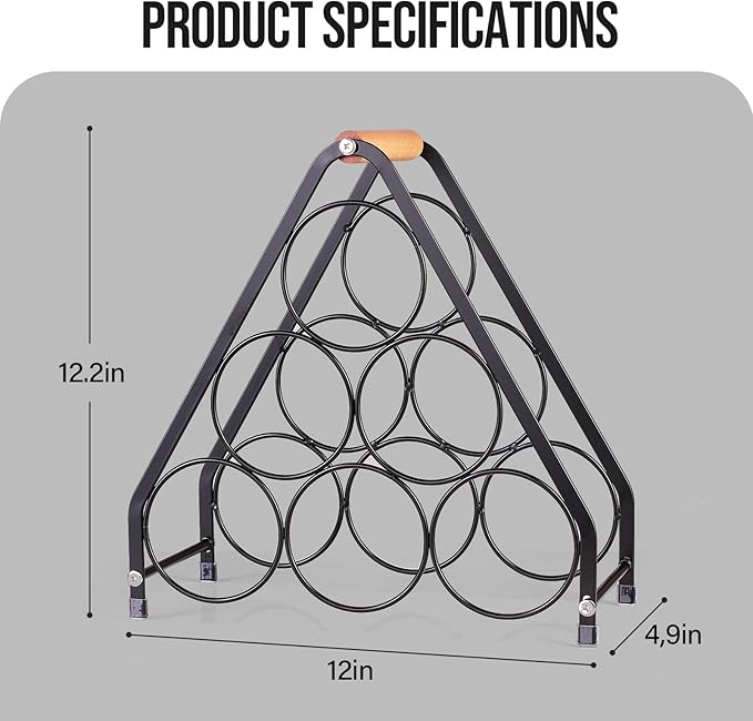 Countertop Wine Rack - 6 Bottle Freestanding Modern Gold Metal Small Wine Rack - 3 Tier Tabletop Wine Holder Stand for Cabinet, Pantry, Wine Bottle Storage