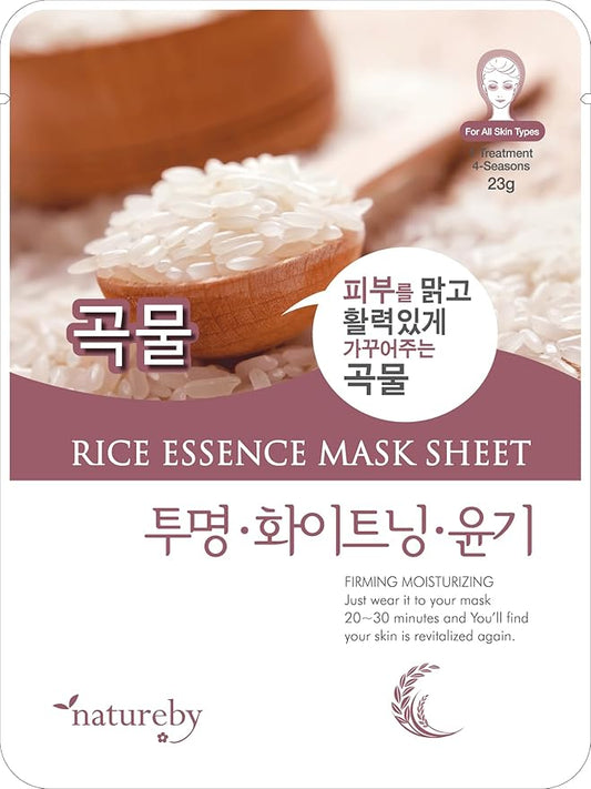 TNB Natureby Collagen Essence Korean Face Mask(10 sheets), Moisturizing Mask Sheet Pack, Korean Skin Care For All Skin Types. (Rice)
