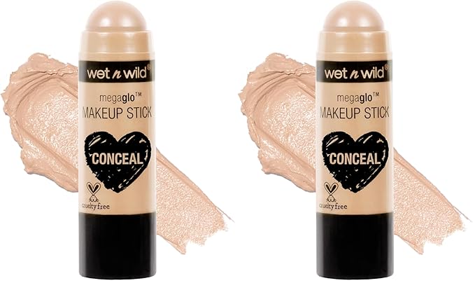 wet n wild メガグロー メイクアップスティック、調整可能な発色、多用途、クルエルティフリー＆ヴィーガン - ヌードフォース（2個パック）