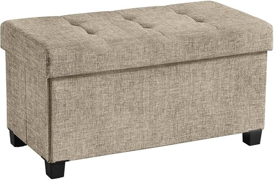 Ornavo Home 30 Inch Storage Ottoman, Large Storage Bench, Ottoman with Storage with Legs, Foot Rest Stool, Bedroom Bench - Tan/Taupe
