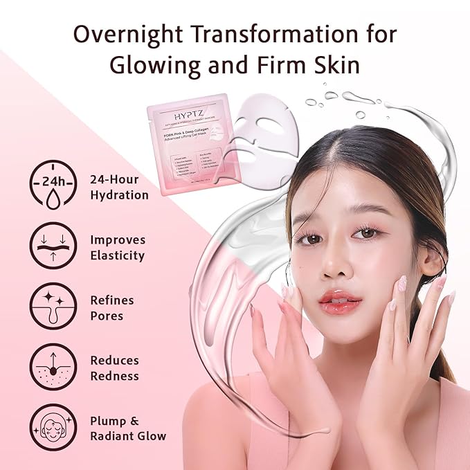 Salmon DNA PDRN Collagen Face Mask – Korean Face Mask for Glass Skin – Collagen Face Masks Skincare Overnight Hydrogel – Firming, Hydrating Face Masks, Pink Collagen Mask 4-Pack