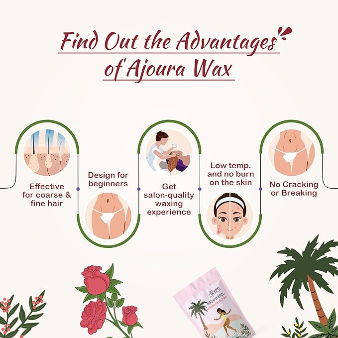 Ajoura 1lb Unscented Hard Wax Beads for Hair Removal, Brazilian Bikini Wax Refill for Full Body Women Men, Ideal for Legs, Face, Brazilian, Bikini, and Underarms, at Home Waxing for Sensitive Skin