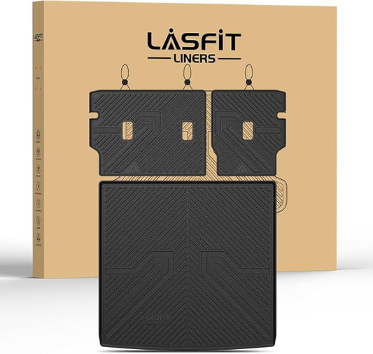 LASFIT Cargo Mat with Backrest Mat for Honda Passport 2026, All Weather TPE Custom Fit Trunk Mat Trunk Liner Trunk Tray Cargo Liner Cargo Tray with Seatback Cover, Black