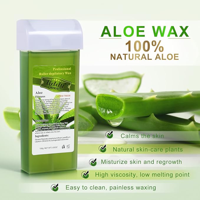 Liddy Dance Hair Removal Wax, Wax Refill, Soft Wax Roller Cartridge for Roll on Waxing Kit, Aloe Depilatory Rolling Wax for Sensitive Skin, 4 Pack (14.1 OZ)