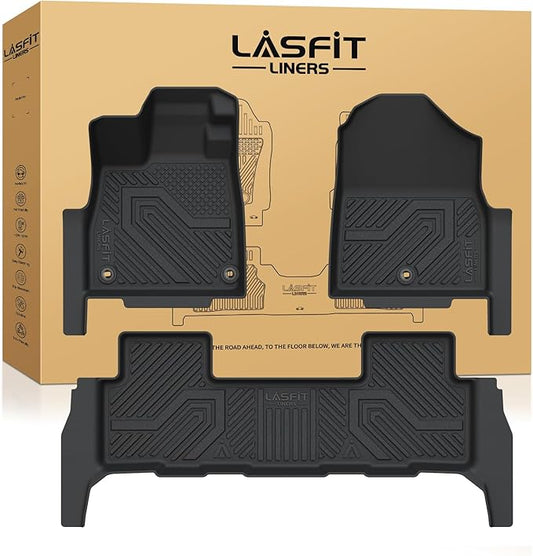 LASFIT Floor Mats for Honda Passport 2026, Extended Door Sill Coverage All Weather TPE Custom Fit Passport Floor Liner Accessories, 1st & 2nd Row, Black