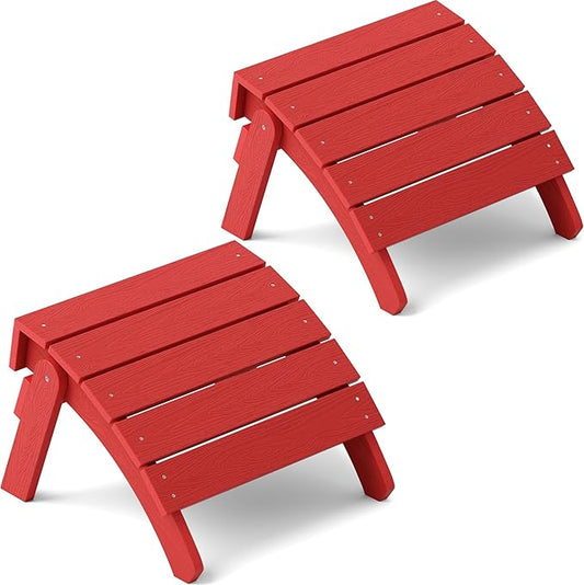 YEFU Adirondack Ottoman Set of 2, Patio Foot Rest, Weather Resistant for Adirondack Chair, Red