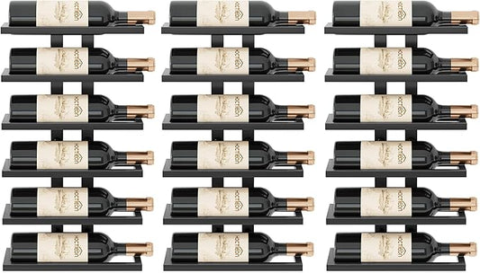 Hoctieon 3-Set 6 Tier Wall Mount Wine Rack (18 Tiers), Wall Racks for Wine Bottles Display and Storage, Hanging Bottle Organizer for Living Room, Dining Room, Wine Cellar, Bar, Black