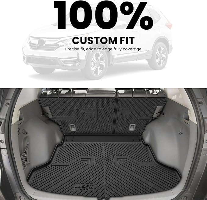 LASFIT Cargo Mat with Backrest Mat for Honda CRV 2012-2016, Custom Fit Trunk Mat, Waterproof All Weather, Kid & Pet Friendly, Easy Clean for Family Use, Black