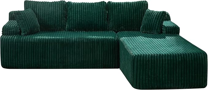 Hobestluk Modular Sectional Sofa Boneless Couch L-Shape Couch 3 Seat Modular Couch Memory Foam Sectional Couches for Living Room Furniture, Cloud Couch with Oversized Chaise (108" Right Facing Chaise)