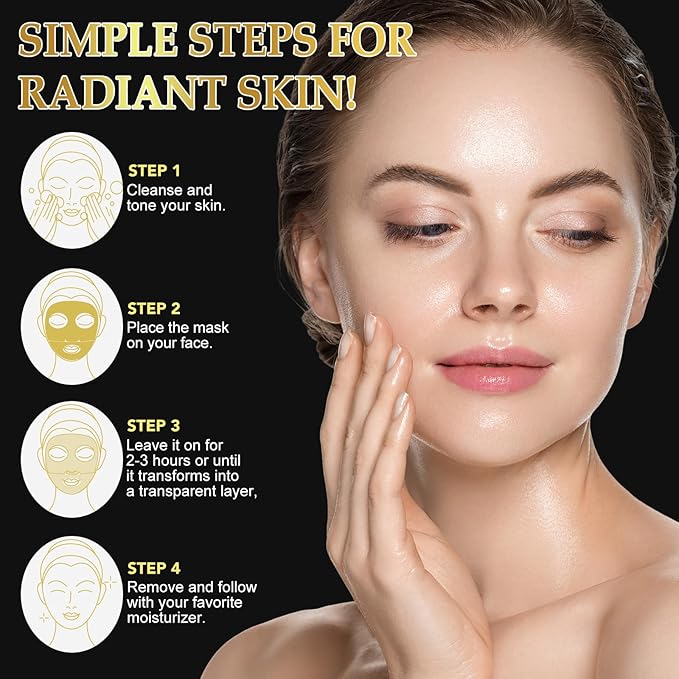 6 Pack Advanced Snail Mucin Glass Glow Face Masks, Collagen Face Mask, Hydrating Overnight Hydrogel Mask for All Skin Types