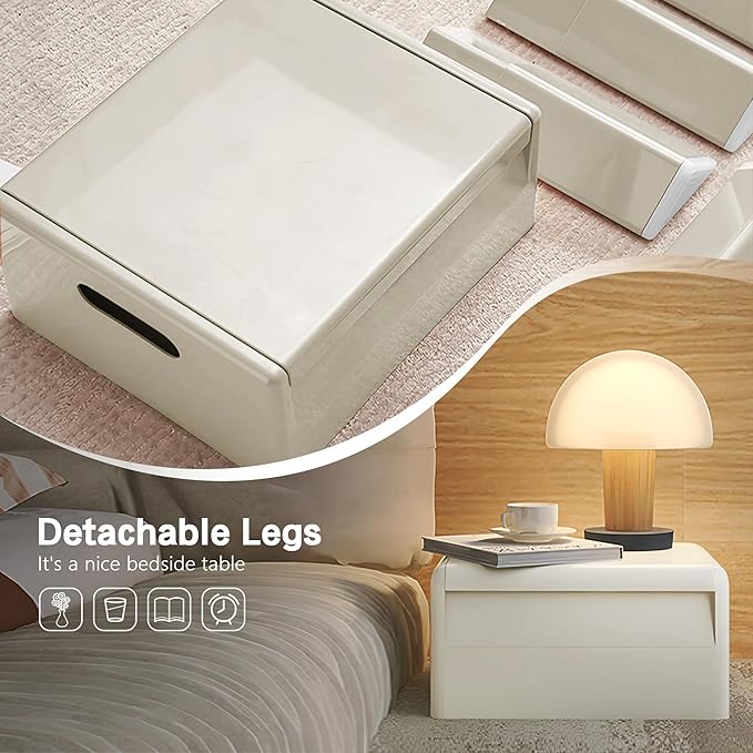 Nightstand Bedside Table with Storage Space, Multifunctional Colorful Plastic End Table Small Side Table for Bedroom, Dorm and Small Spaces, Easy Assembly(11.8" D x 15" W x 15.7" H, White)