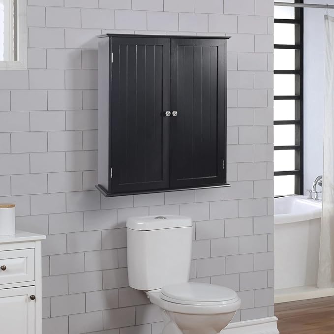 Bathroom Cabinet Wall Mounted,Over Toilet Storage Cabinet with Adjustable Shelves,Medicine Cabinets for Bathroom, Black