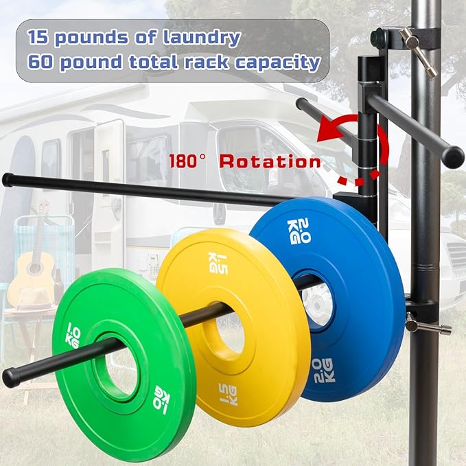 RV Clothes Drying Rack, Aluminum, 304 Stainless Steel Accessories Versatile No Drilling Anti-Rust for Ladder, Boats, RV, Camper, Trailer, Travel, Hotel, Home