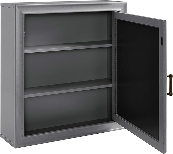 Crosley Furniture Tara Wall Mounted Bathroom Mirror and Medicine Cabinet, Vintage Gray