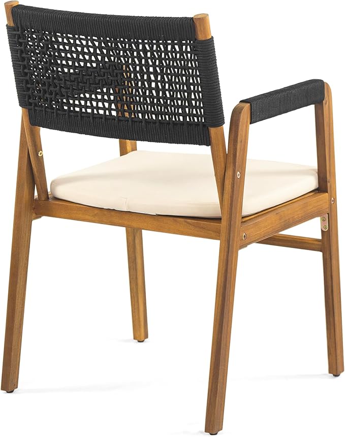 Christopher Knight Home 6-Piece Outdoor Acacia Wood Patio Dining Set, 70" Rectangular Table with 4 Rope Armchairs 1 Bench, Teak Finish Vietnamese Acacia Wood Garden Dining Furniture Set for Patio Deck
