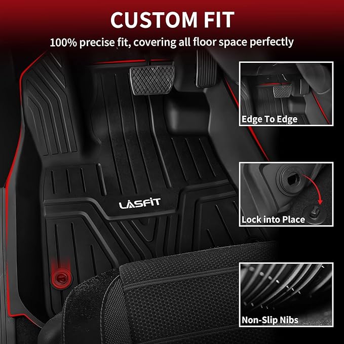LASFIT Floor Mats for Honda CR-V 2026 2025 2024 2023 (Gasoline & Hybrid & e:FCEV), All Weather TPE Custom Fit Anti-Slip Pet Friendly Car Liners, 1st & 2nd Row Black