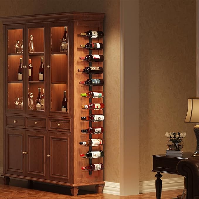 12 Bottle Wall-Mounted Wine Rack, Detachable Storage Organizer Used as One or Four, DIY Wall Hanging Bottle Holder, for Dining Room, Bar, Wine Cellar