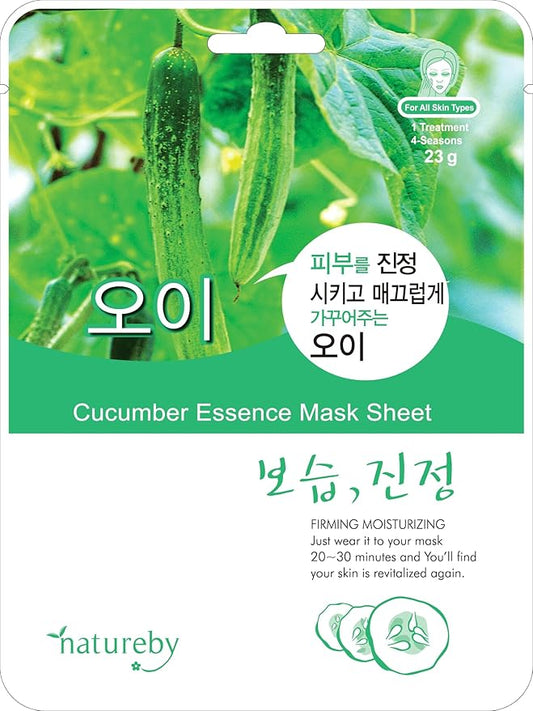 TNB Natureby Collagen Essence Korean Face Mask(10 sheets), Moisturizing Mask Sheet Pack, Korean Skin Care For All Skin Types. (Cucumber)