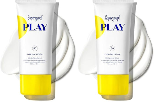 Supergoop! PLAY Everyday Lotion SPF 50 - Broad Spectrum Body & Face Sunscreen - Great for Active Days - Fast Absorbing, Water & Sweat Resistant - 5.5 fl oz (Pack of 2)
