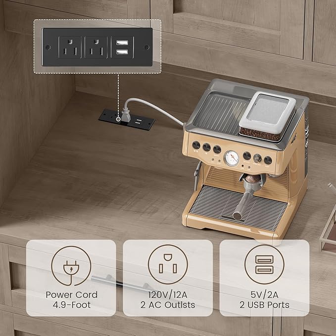 Itaar 71" Kitchen Pantry Cabinet with Charging Station and Led Light, Kitchen Storage Cabinets with Microwave Stand, 59" Wide Pantry Storage Cabinet with Storage Cart 3 Tier for Dining Room, Grey