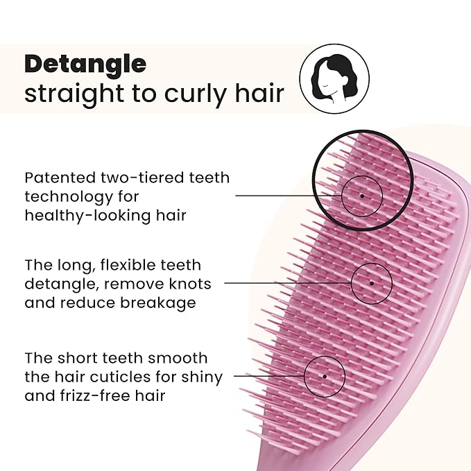 Tangle Teezer ザ・アルティメットディタングラー ブラシ ウェット＆ドライヘア用、絡まりを解消し、髪の切れ毛を軽減 ストレート〜ウェーブヘア用、Amazon限定 ローズバッド