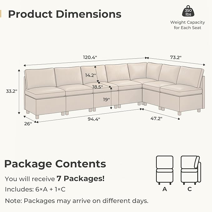 SITJOY Breakfast Nook Bench with Storage, Modular Corner Kitchen Banquette Seating, Dining Settee Couch, Upholstered Dining Bench with Back, Pet-Friendly Faux Leather in Brown, 7-Seat L Shaped Nook